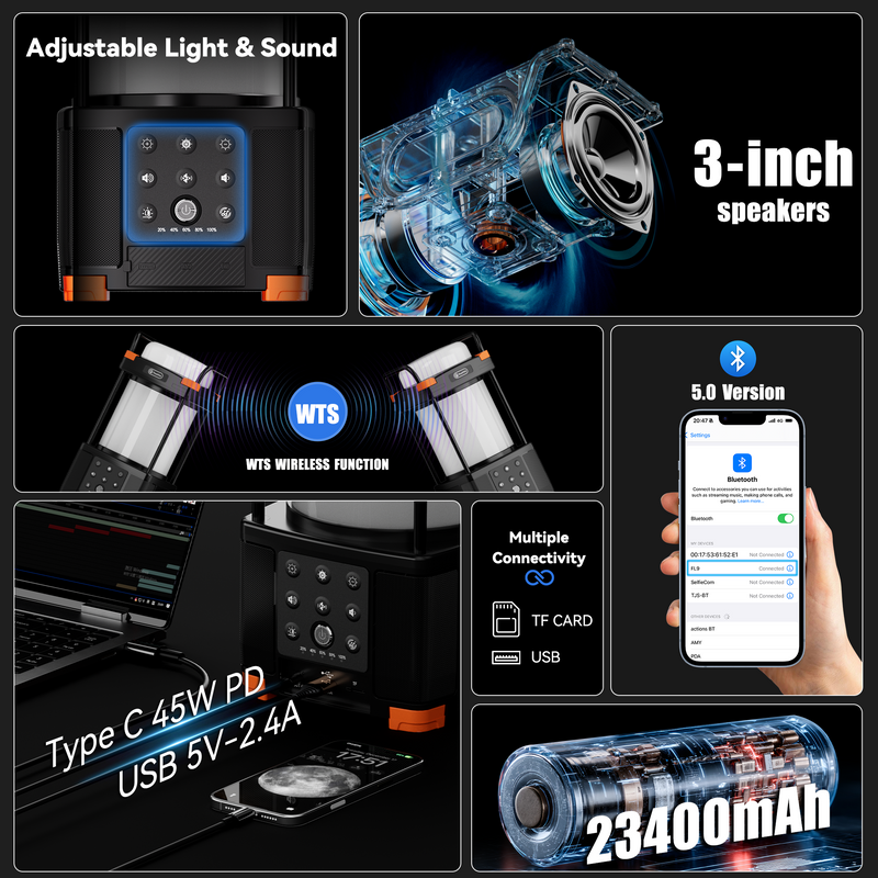 FlashFish FL9-B 23400 mAh Camping Lighting & Speaker power station